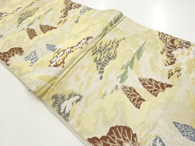 アンティーク　樹木模様織り出し袋帯(材料)